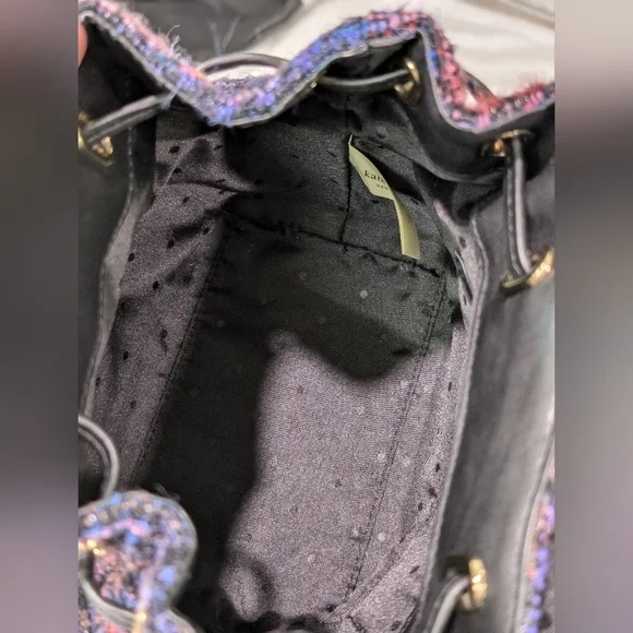 Kate Spade Emerson Fabric Jessa Tweed Backpack Burgundy/Multi 90's Inspired Bag - Picture 12 of 16